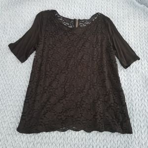 Black New York and Company lace overlay top